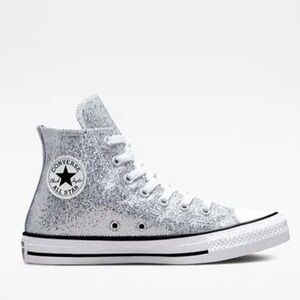 High Top Silver Converse - Kids Size 6 - Women’s Size 8 (BRAND NEW)